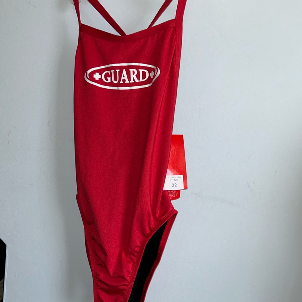 NWT RISE AQUATICS POLY F-H2 BACK ONE-PIECE SWIMSUIT, RED 32 - Picture 4 of 7